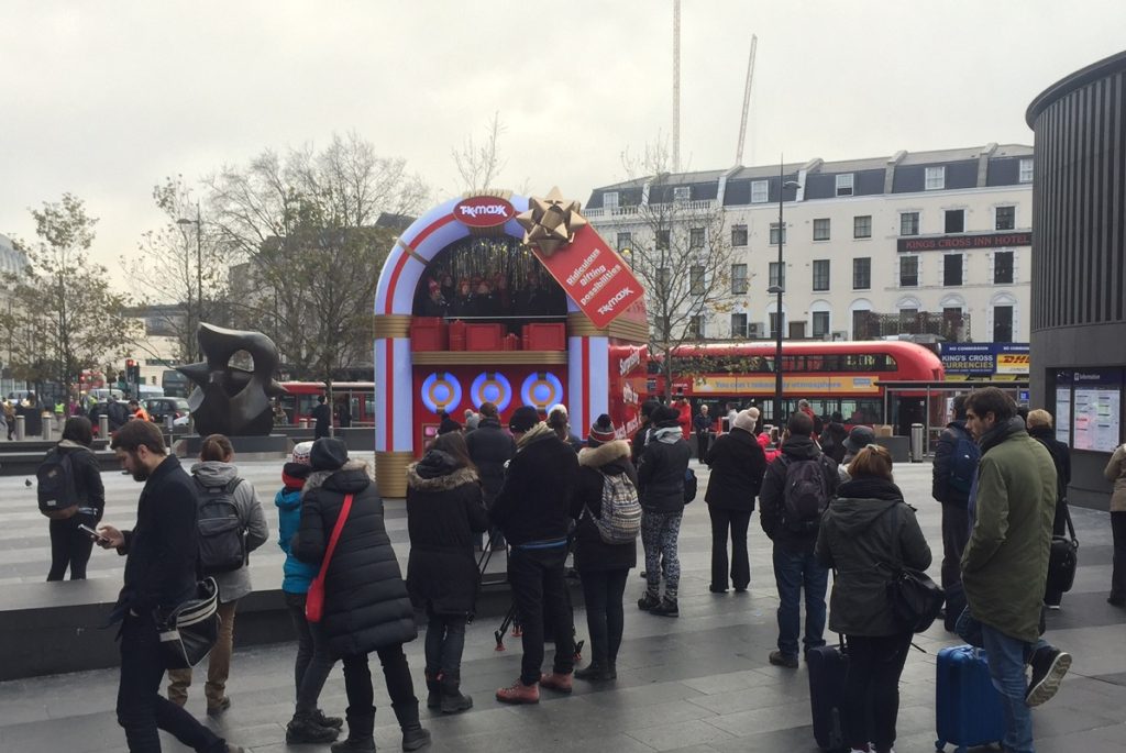 TK Maxx experiential promotion for Christmas at King's Cross Train Station