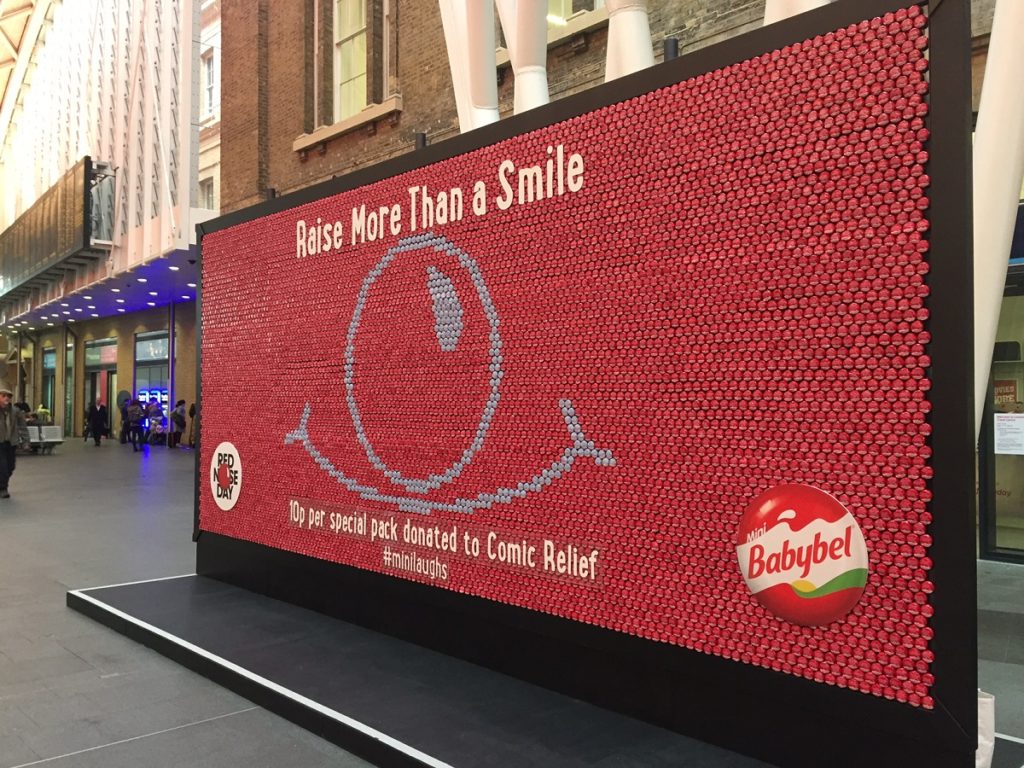 Mini Babybel for Red Nose Day at King's Cross Station